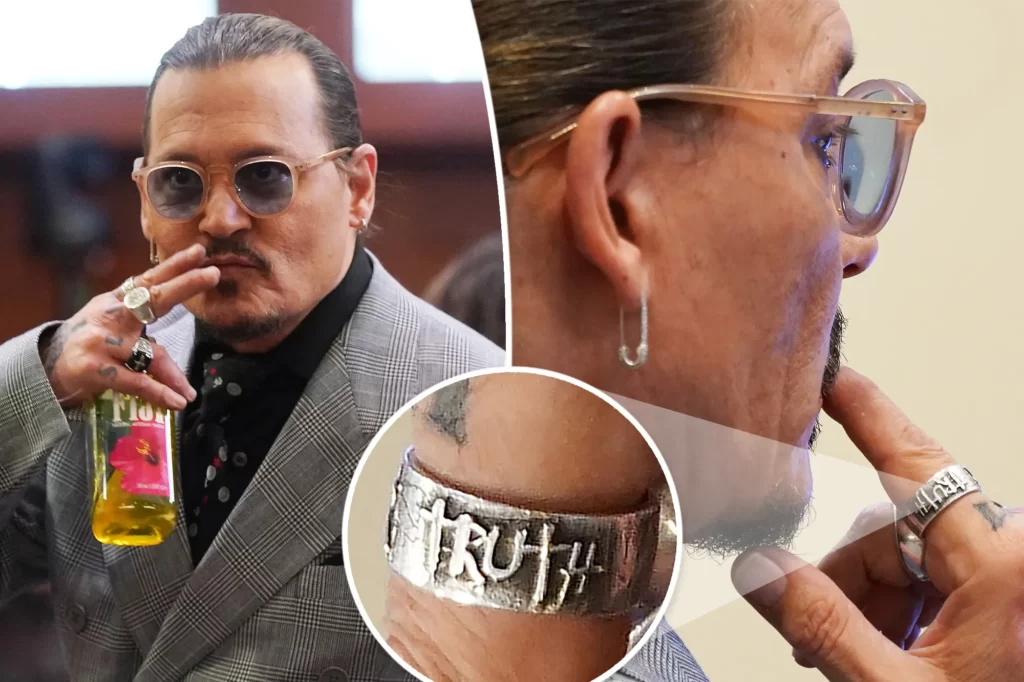Johnny Depp Appears On Trial While Wearing A "Truth" Ring.