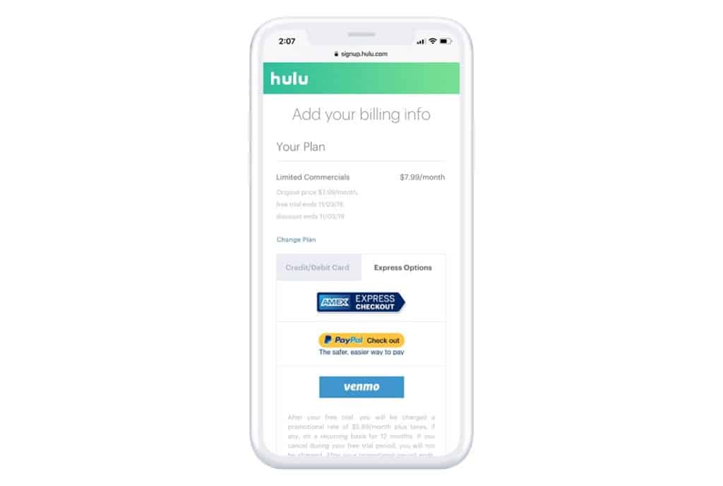Hulu payment method