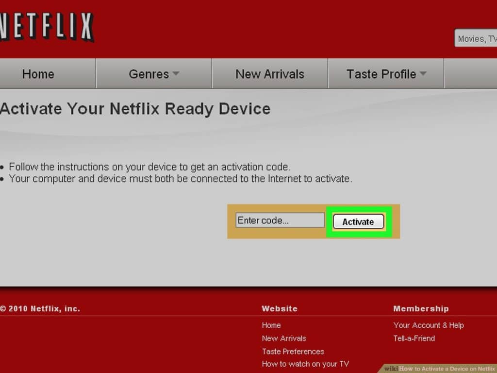 Activate Netflix on devices