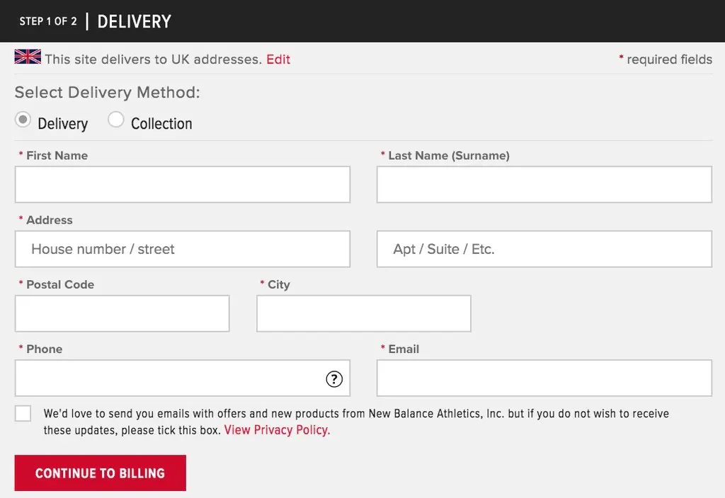 5. Verify the Delivery Address: