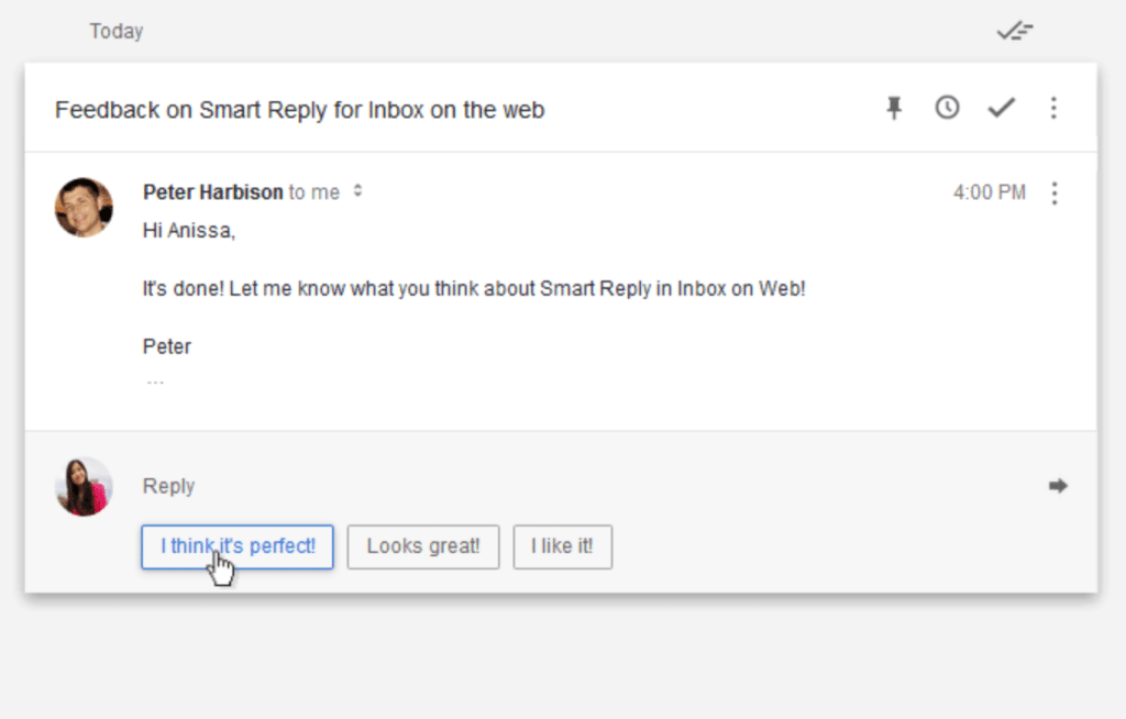 Smart Replies in Gmail:
